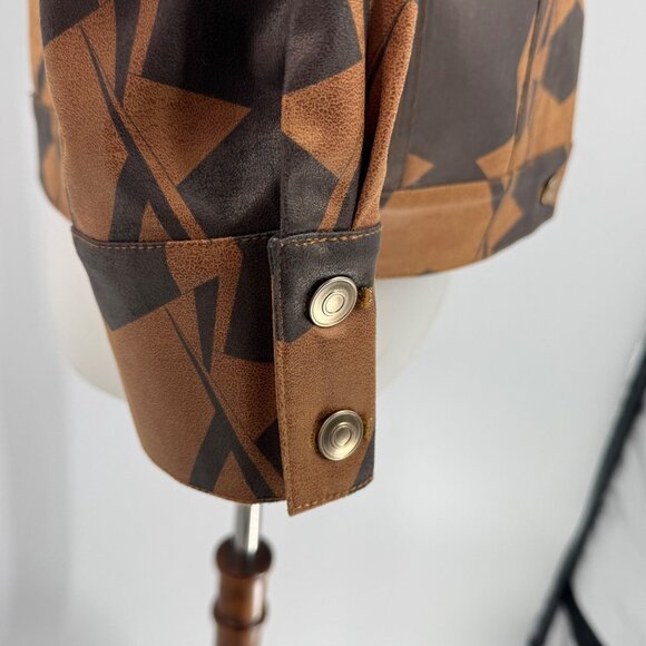 Insight New York Womens Geometric Vegan Leather Jacket Size 8 - Picture 6 of 10